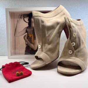 Christian Louboutin Beige Peep-Toe Heels